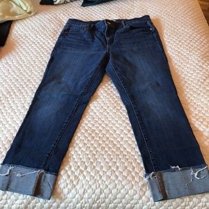 LOFT medium wash cropped cuffed jeans